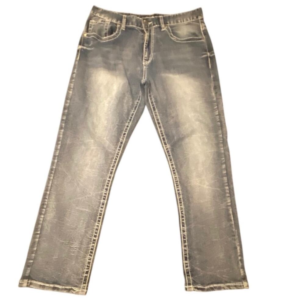 True Luck Men’s Jeans Size 34x30 Medium Wash Straight Leg Stretch Denim